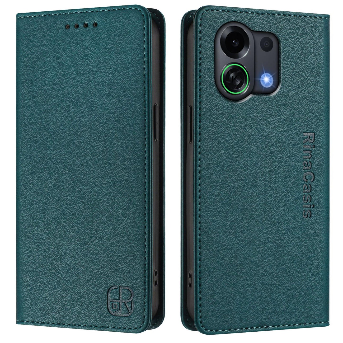 OPPO K13 Turbo 5G Dual-Folded Magnetic Suction RFID Blocking PU Leather Wallet Phone Case with Card Slots, Cash Pocket, Kickstand, Full Protective Flip Cover