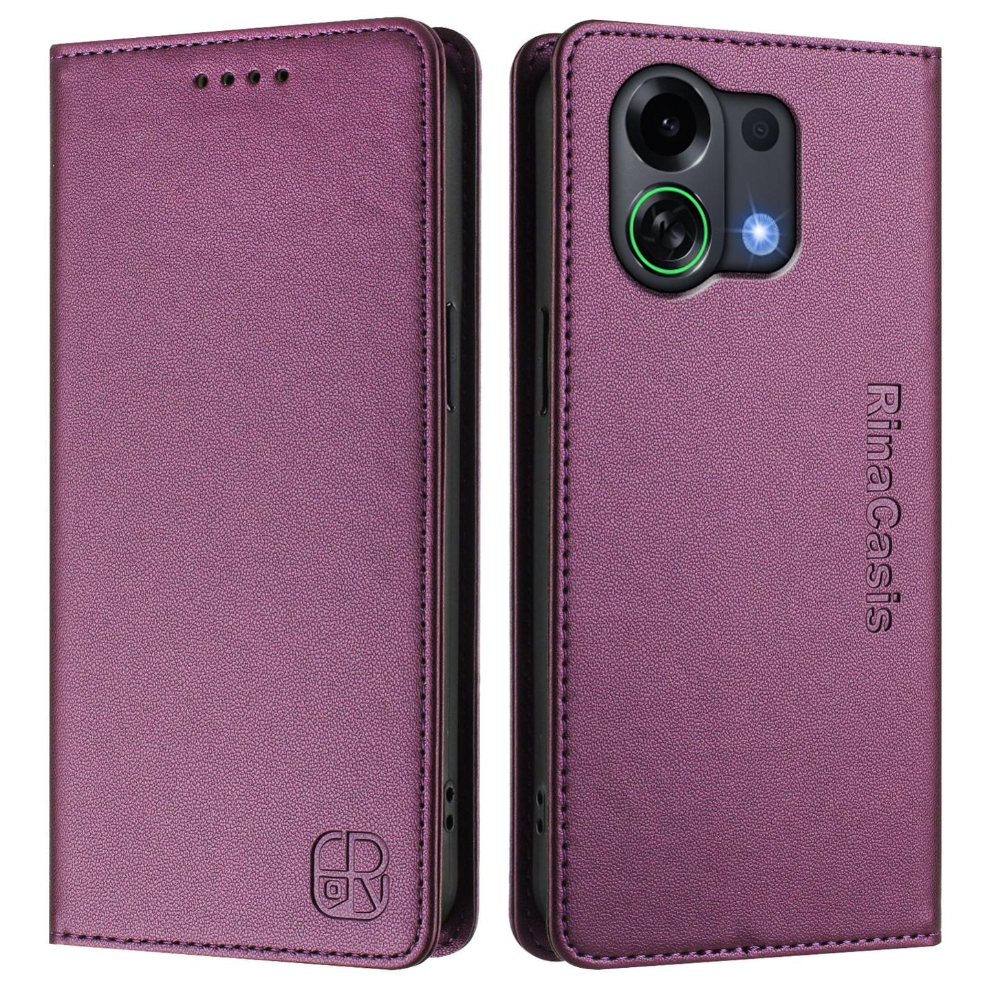 OPPO K13 Turbo 5G Dual-Folded Magnetic Suction RFID Blocking PU Leather Wallet Phone Case with Card Slots, Cash Pocket, Kickstand, Full Protective Flip Cover