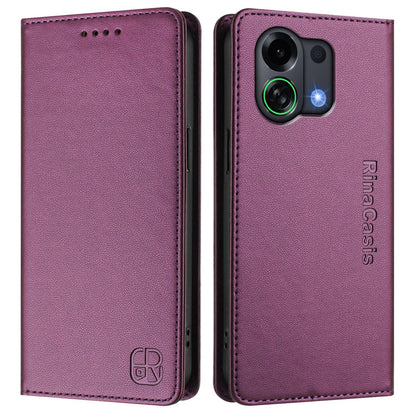 OPPO K13 Turbo 5G Dual-Folded Magnetic Suction RFID Blocking PU Leather Wallet Phone Case with Card Slots, Cash Pocket, Kickstand, Full Protective Flip Cover