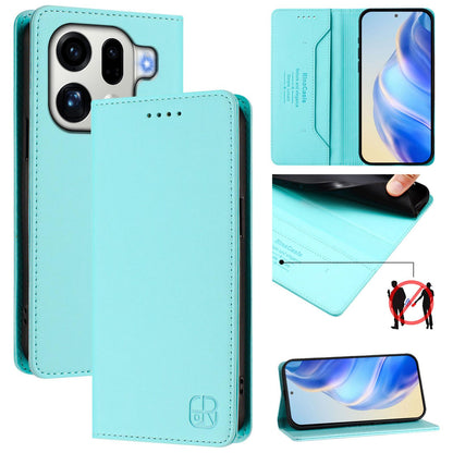 OPPO Find X9 Pro Dual-Folded Magnetic Suction RFID Blocking PU Leather Wallet Phone Case with Card Slots, Cash Pocket, Kickstand, Full Protective Flip Cover
