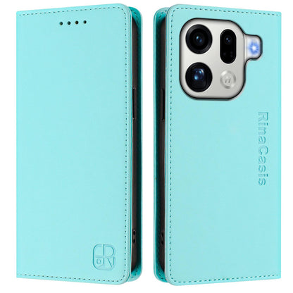 OPPO Find X9 Pro Dual-Folded Magnetic Suction RFID Blocking PU Leather Wallet Phone Case with Card Slots, Cash Pocket, Kickstand, Full Protective Flip Cover