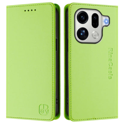 OPPO Find X9 Pro Dual-Folded Magnetic Suction RFID Blocking PU Leather Wallet Phone Case with Card Slots, Cash Pocket, Kickstand, Full Protective Flip Cover