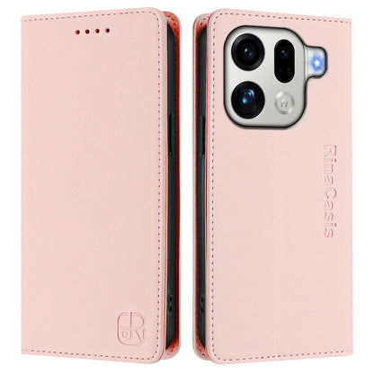 OPPO Find X9 Pro Dual-Folded Magnetic Suction RFID Blocking PU Leather Wallet Phone Case with Card Slots, Cash Pocket, Kickstand, Full Protective Flip Cover