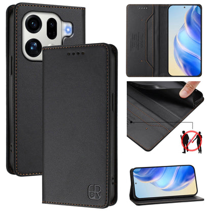 OPPO Find X9 Pro Dual-Folded Magnetic Suction RFID Blocking PU Leather Wallet Phone Case with Card Slots, Cash Pocket, Kickstand, Full Protective Flip Cover