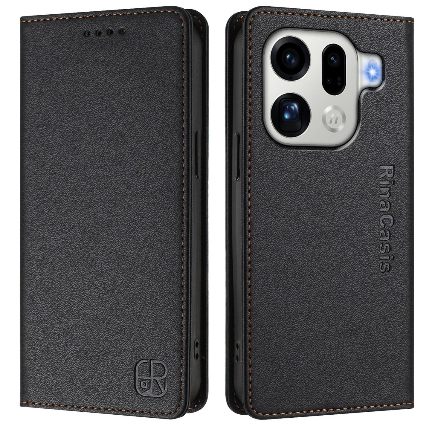 OPPO Find X9 Pro Dual-Folded Magnetic Suction RFID Blocking PU Leather Wallet Phone Case with Card Slots, Cash Pocket, Kickstand, Full Protective Flip Cover