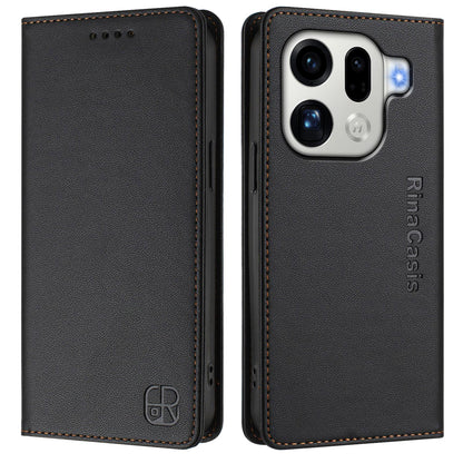 OPPO Find X9 Pro Dual-Folded Magnetic Suction RFID Blocking PU Leather Wallet Phone Case with Card Slots, Cash Pocket, Kickstand, Full Protective Flip Cover