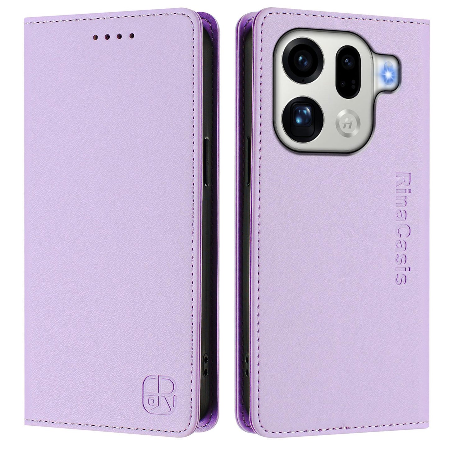OPPO Find X9 Pro Dual-Folded Magnetic Suction RFID Blocking PU Leather Wallet Phone Case with Card Slots, Cash Pocket, Kickstand, Full Protective Flip Cover