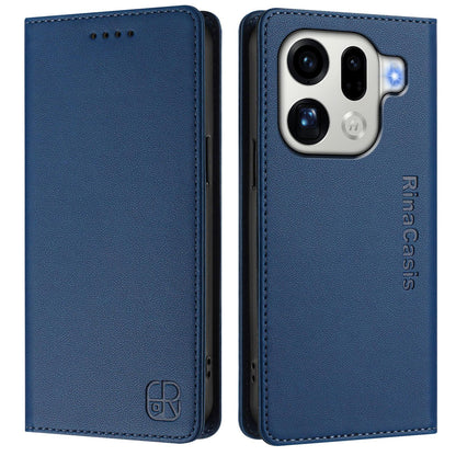 OPPO Find X9 Pro Dual-Folded Magnetic Suction RFID Blocking PU Leather Wallet Phone Case with Card Slots, Cash Pocket, Kickstand, Full Protective Flip Cover