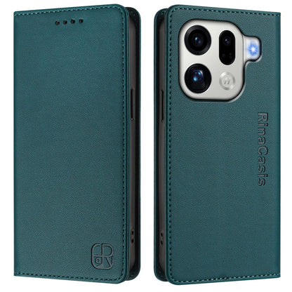 OPPO Find X9 Pro Dual-Folded Magnetic Suction RFID Blocking PU Leather Wallet Phone Case with Card Slots, Cash Pocket, Kickstand, Full Protective Flip Cover