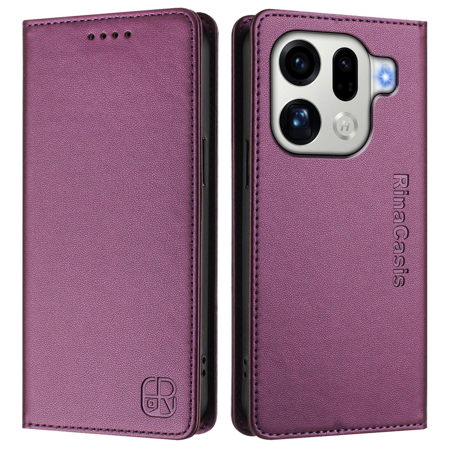OPPO Find X9 Pro Dual-Folded Magnetic Suction RFID Blocking PU Leather Wallet Phone Case with Card Slots, Cash Pocket, Kickstand, Full Protective Flip Cover