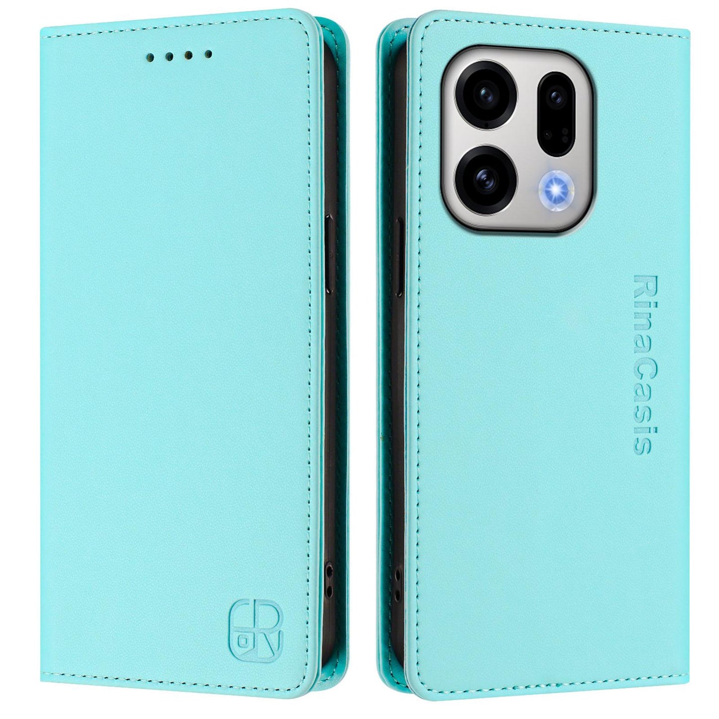 OPPO Find X9 Dual-Folded Magnetic Suction RFID Blocking PU Leather Wallet Phone Case with Card Slots, Cash Pocket, Kickstand, Full Protective Flip Cover