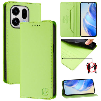OPPO Find X9 Dual-Folded Magnetic Suction RFID Blocking PU Leather Wallet Phone Case with Card Slots, Cash Pocket, Kickstand, Full Protective Flip Cover
