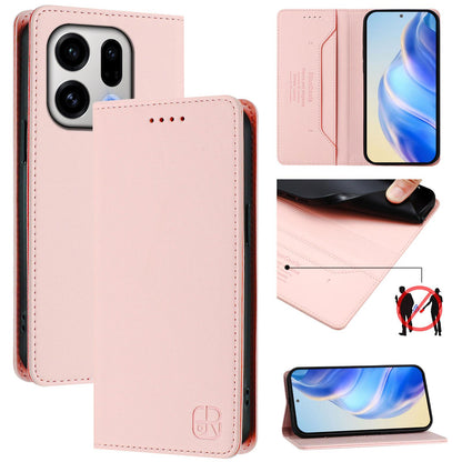 OPPO Find X9 Dual-Folded Magnetic Suction RFID Blocking PU Leather Wallet Phone Case with Card Slots, Cash Pocket, Kickstand, Full Protective Flip Cover