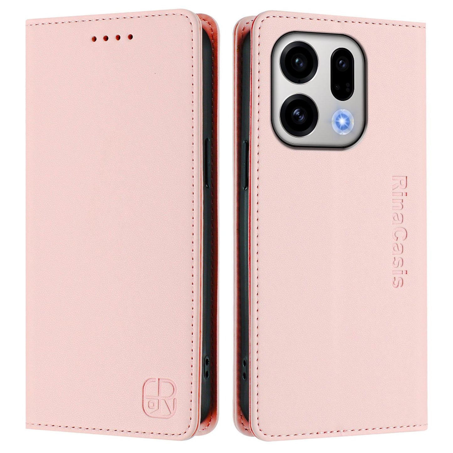 OPPO Find X9 Dual-Folded Magnetic Suction RFID Blocking PU Leather Wallet Phone Case with Card Slots, Cash Pocket, Kickstand, Full Protective Flip Cover