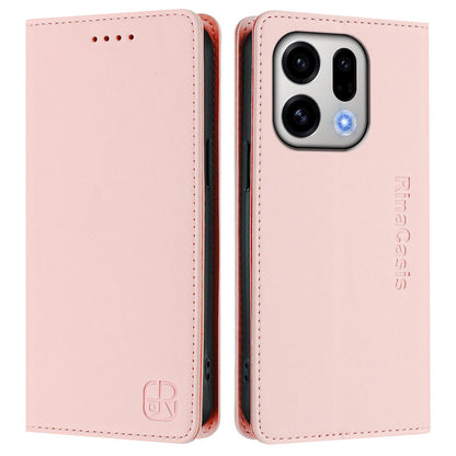 OPPO Find X9 Dual-Folded Magnetic Suction RFID Blocking PU Leather Wallet Phone Case with Card Slots, Cash Pocket, Kickstand, Full Protective Flip Cover