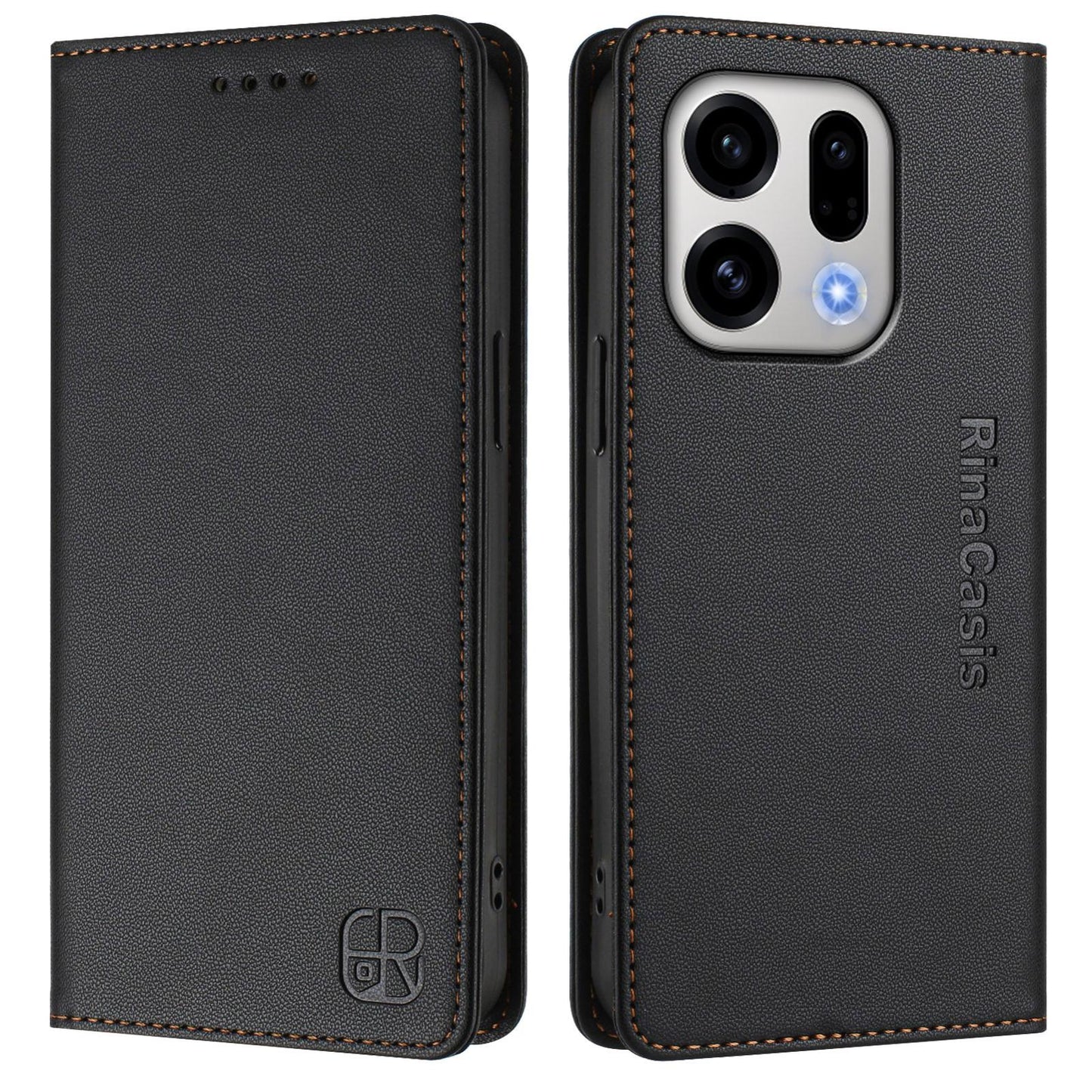 OPPO Find X9 Dual-Folded Magnetic Suction RFID Blocking PU Leather Wallet Phone Case with Card Slots, Cash Pocket, Kickstand, Full Protective Flip Cover