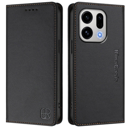 OPPO Find X9 Dual-Folded Magnetic Suction RFID Blocking PU Leather Wallet Phone Case with Card Slots, Cash Pocket, Kickstand, Full Protective Flip Cover