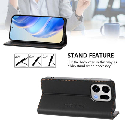 OPPO Find X9 Dual-Folded Magnetic Suction RFID Blocking PU Leather Wallet Phone Case with Card Slots, Cash Pocket, Kickstand, Full Protective Flip Cover
