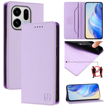 OPPO Find X9 Dual-Folded Magnetic Suction RFID Blocking PU Leather Wallet Phone Case with Card Slots, Cash Pocket, Kickstand, Full Protective Flip Cover
