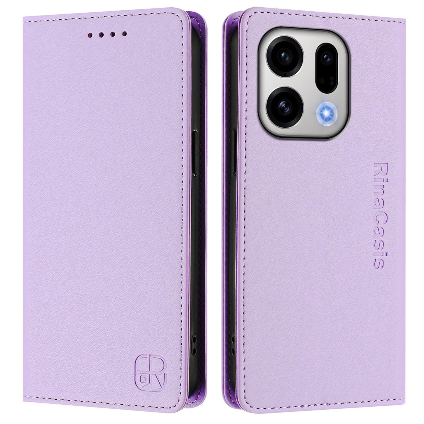 OPPO Find X9 Dual-Folded Magnetic Suction RFID Blocking PU Leather Wallet Phone Case with Card Slots, Cash Pocket, Kickstand, Full Protective Flip Cover