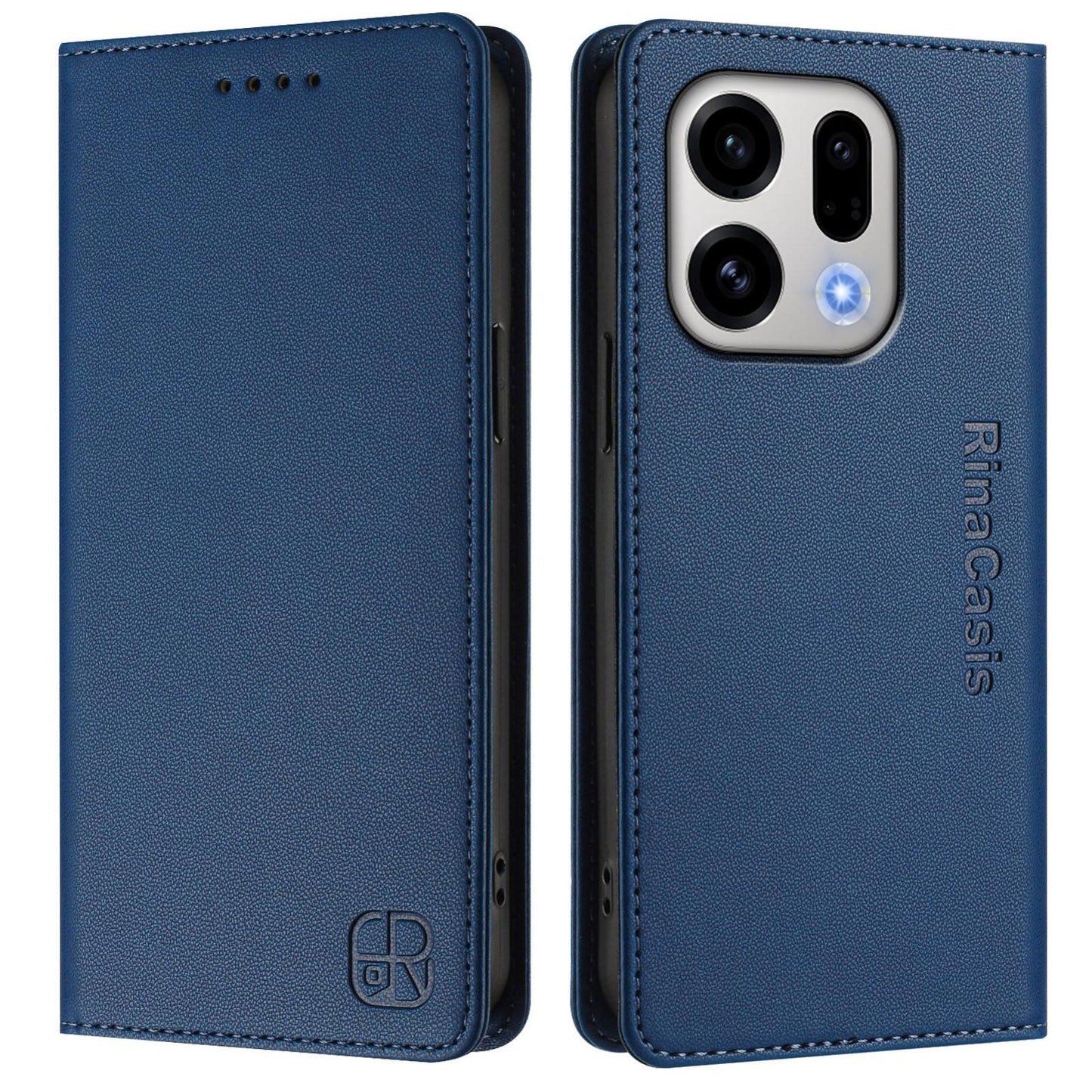 OPPO Find X9 Dual-Folded Magnetic Suction RFID Blocking PU Leather Wallet Phone Case with Card Slots, Cash Pocket, Kickstand, Full Protective Flip Cover