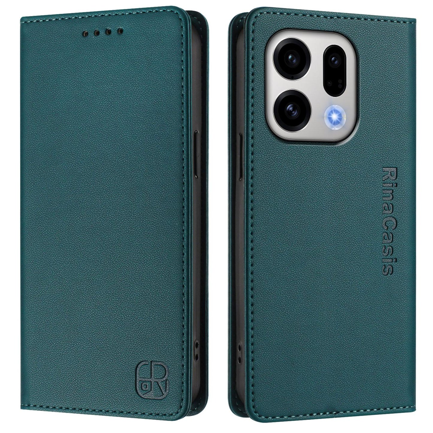 OPPO Find X9 Dual-Folded Magnetic Suction RFID Blocking PU Leather Wallet Phone Case with Card Slots, Cash Pocket, Kickstand, Full Protective Flip Cover