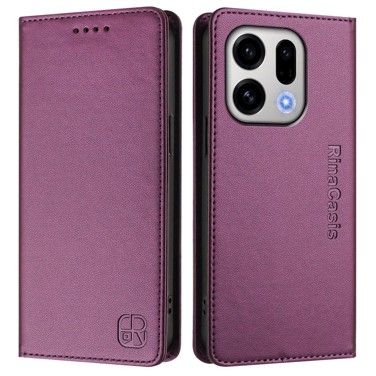 OPPO Find X9 Dual-Folded Magnetic Suction RFID Blocking PU Leather Wallet Phone Case with Card Slots, Cash Pocket, Kickstand, Full Protective Flip Cover