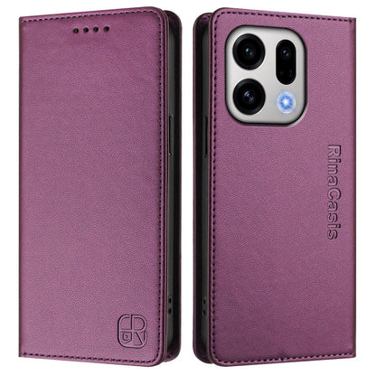 OPPO Find X9 Dual-Folded Magnetic Suction RFID Blocking PU Leather Wallet Phone Case with Card Slots, Cash Pocket, Kickstand, Full Protective Flip Cover
