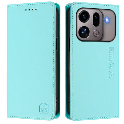 OPPO Find X9s Pro 5G Dual-Folded Magnetic Suction RFID Blocking PU Leather Wallet Phone Case with Card Slots, Cash Pocket, Kickstand, Full Protective Flip Cover