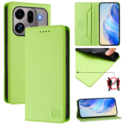 OPPO Find X9s Pro 5G Dual-Folded Magnetic Suction RFID Blocking PU Leather Wallet Phone Case with Card Slots, Cash Pocket, Kickstand, Full Protective Flip Cover