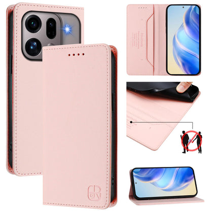 OPPO Find X9s Pro 5G Dual-Folded Magnetic Suction RFID Blocking PU Leather Wallet Phone Case with Card Slots, Cash Pocket, Kickstand, Full Protective Flip Cover