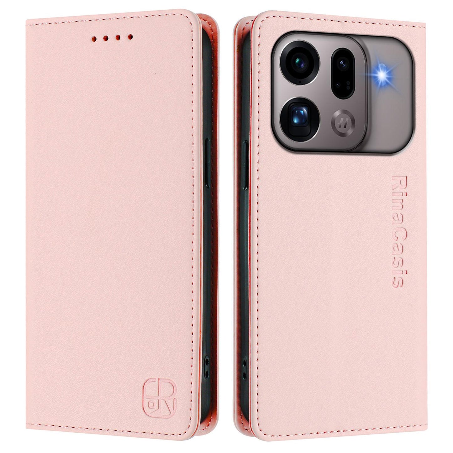 OPPO Find X9s Pro 5G Dual-Folded Magnetic Suction RFID Blocking PU Leather Wallet Phone Case with Card Slots, Cash Pocket, Kickstand, Full Protective Flip Cover