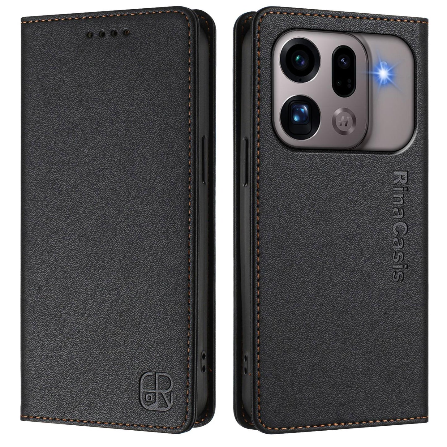 OPPO Find X9s Pro 5G Dual-Folded Magnetic Suction RFID Blocking PU Leather Wallet Phone Case with Card Slots, Cash Pocket, Kickstand, Full Protective Flip Cover