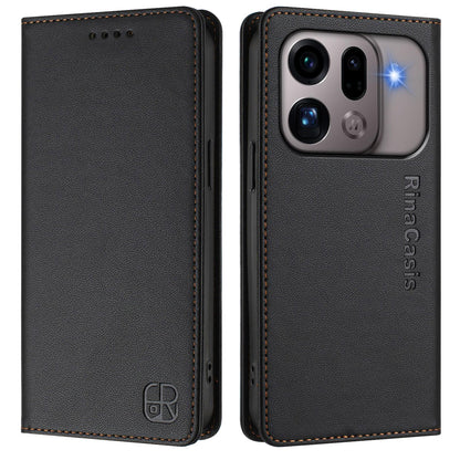 OPPO Find X9s Pro 5G Dual-Folded Magnetic Suction RFID Blocking PU Leather Wallet Phone Case with Card Slots, Cash Pocket, Kickstand, Full Protective Flip Cover