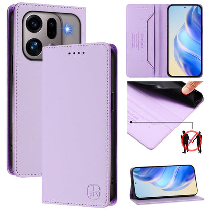 OPPO Find X9s Pro 5G Dual-Folded Magnetic Suction RFID Blocking PU Leather Wallet Phone Case with Card Slots, Cash Pocket, Kickstand, Full Protective Flip Cover