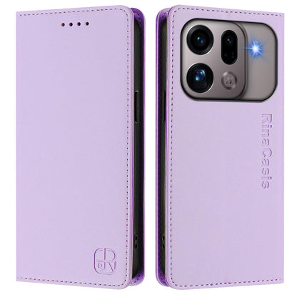 OPPO Find X9s Pro 5G Dual-Folded Magnetic Suction RFID Blocking PU Leather Wallet Phone Case with Card Slots, Cash Pocket, Kickstand, Full Protective Flip Cover