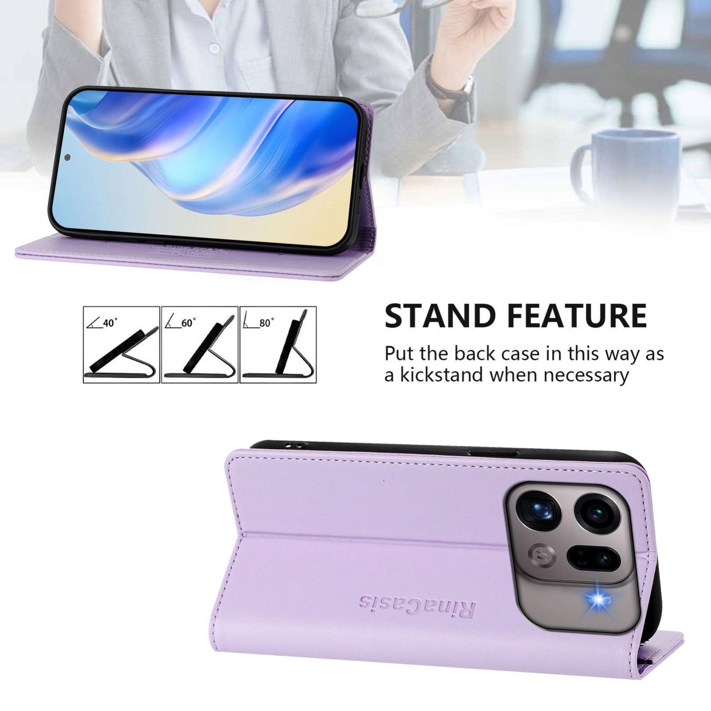 OPPO Find X9s Pro 5G Dual-Folded Magnetic Suction RFID Blocking PU Leather Wallet Phone Case with Card Slots, Cash Pocket, Kickstand, Full Protective Flip Cover