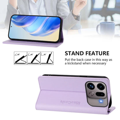 OPPO Find X9s Pro 5G Dual-Folded Magnetic Suction RFID Blocking PU Leather Wallet Phone Case with Card Slots, Cash Pocket, Kickstand, Full Protective Flip Cover