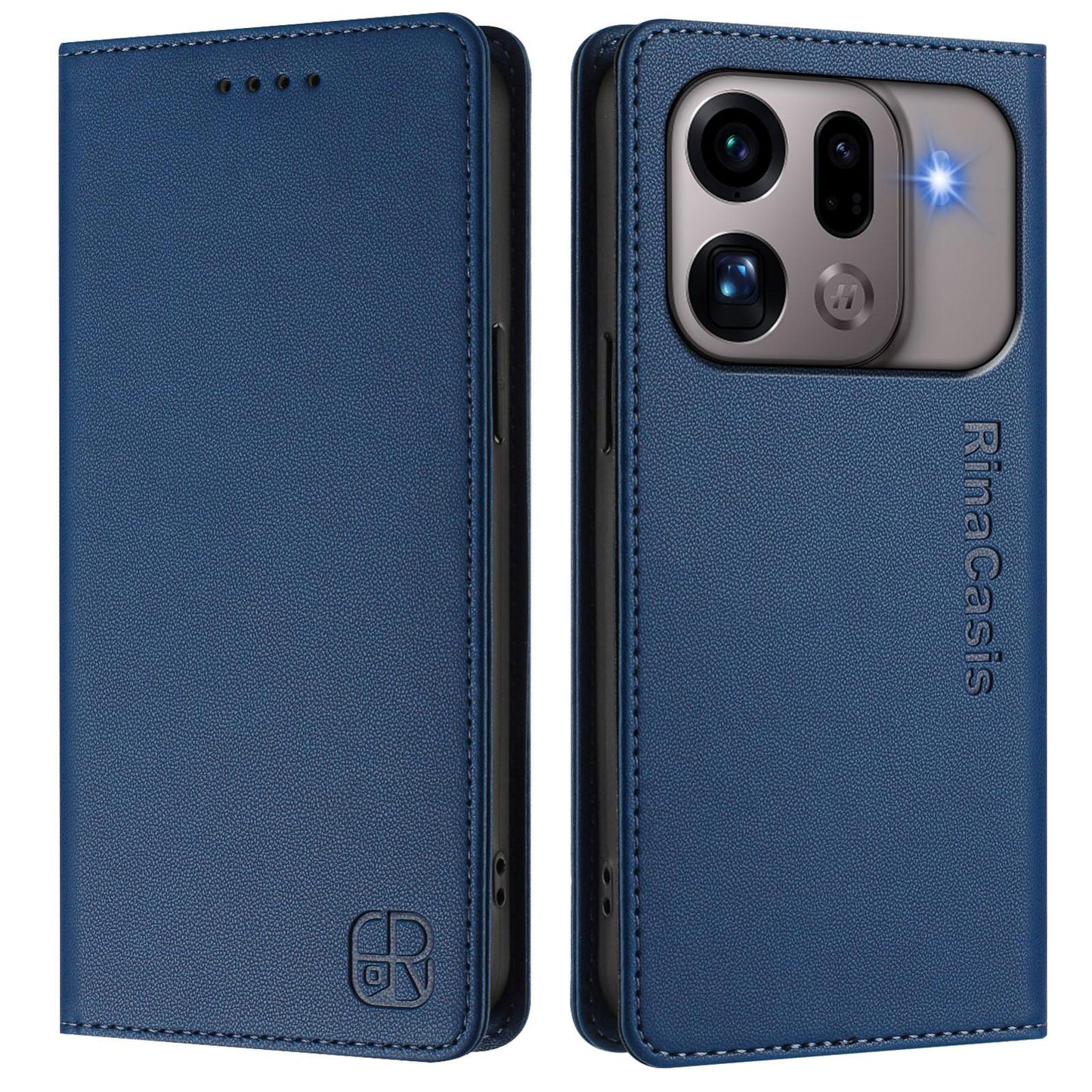 OPPO Find X9s Pro 5G Dual-Folded Magnetic Suction RFID Blocking PU Leather Wallet Phone Case with Card Slots, Cash Pocket, Kickstand, Full Protective Flip Cover