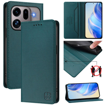 OPPO Find X9s Pro 5G Dual-Folded Magnetic Suction RFID Blocking PU Leather Wallet Phone Case with Card Slots, Cash Pocket, Kickstand, Full Protective Flip Cover