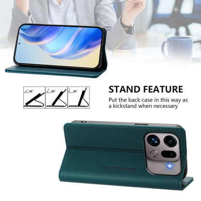 OPPO Find X9s Pro 5G Dual-Folded Magnetic Suction RFID Blocking PU Leather Wallet Phone Case with Card Slots, Cash Pocket, Kickstand, Full Protective Flip Cover