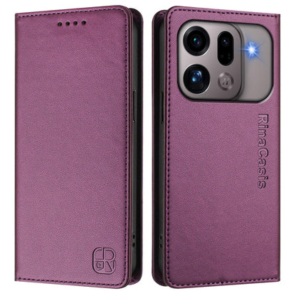 OPPO Find X9s Pro 5G Dual-Folded Magnetic Suction RFID Blocking PU Leather Wallet Phone Case with Card Slots, Cash Pocket, Kickstand, Full Protective Flip Cover