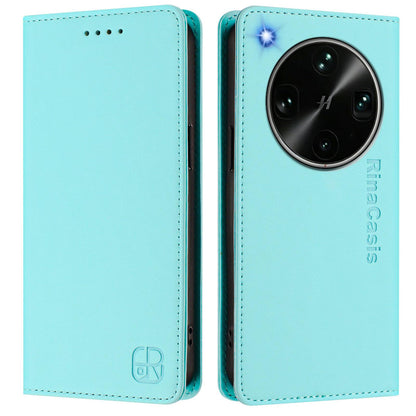 OPPO Find X9 Ultra Dual-Folded Magnetic Suction RFID Blocking PU Leather Wallet Phone Case with Card Slots, Cash Pocket, Kickstand, Full Protective Flip Cover