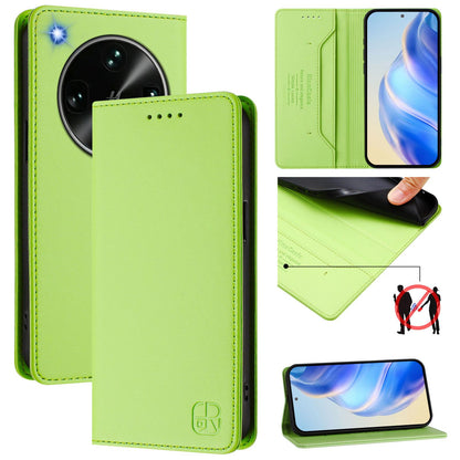 OPPO Find X9 Ultra Dual-Folded Magnetic Suction RFID Blocking PU Leather Wallet Phone Case with Card Slots, Cash Pocket, Kickstand, Full Protective Flip Cover