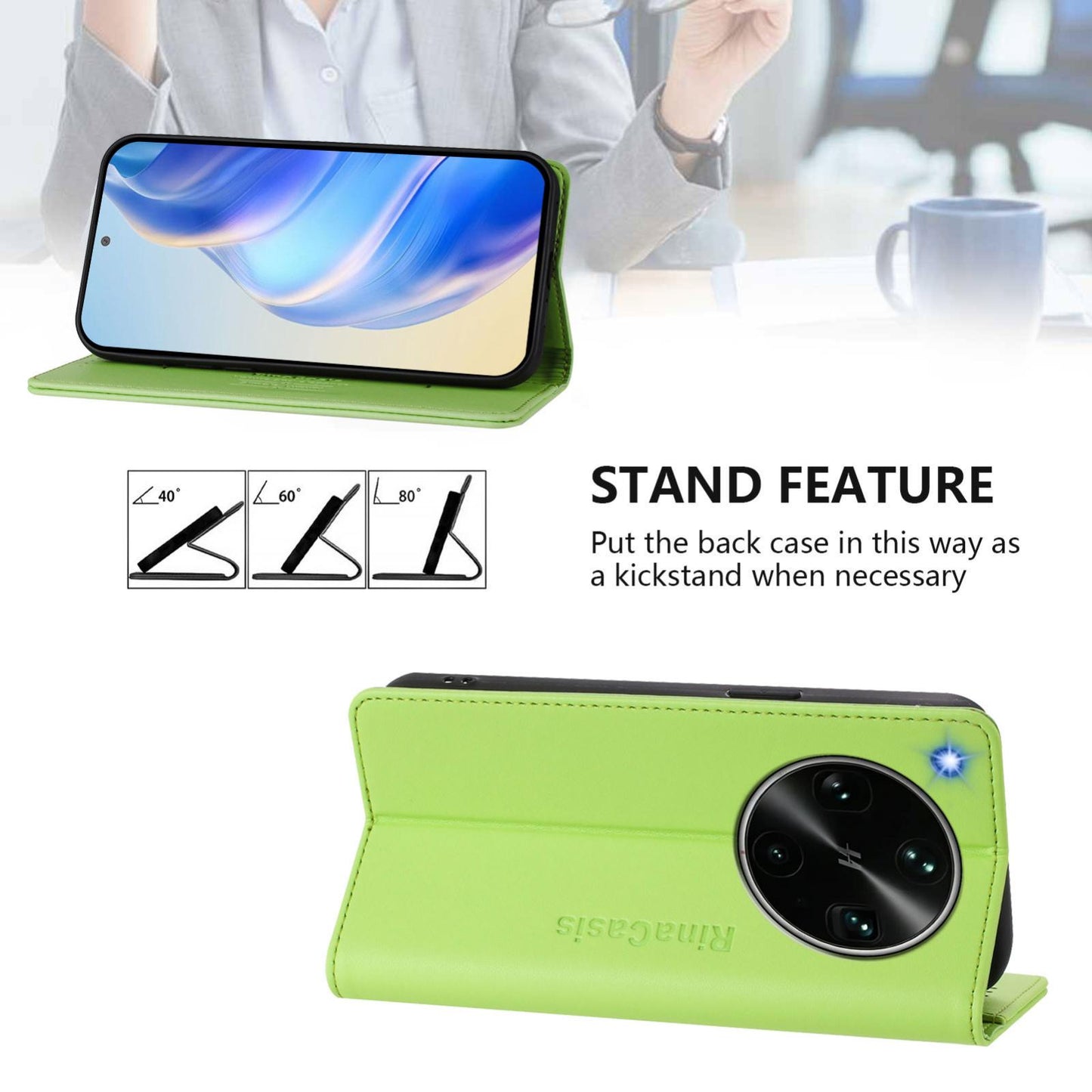 OPPO Find X9 Ultra Dual-Folded Magnetic Suction RFID Blocking PU Leather Wallet Phone Case with Card Slots, Cash Pocket, Kickstand, Full Protective Flip Cover