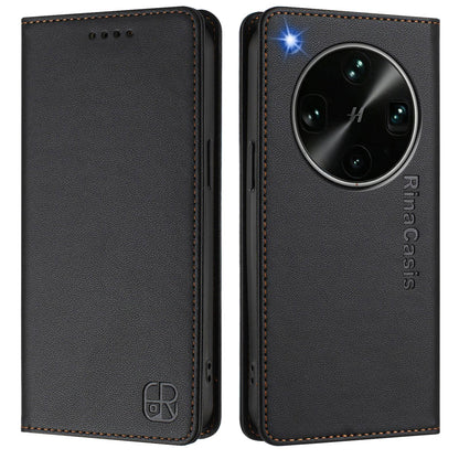 OPPO Find X9 Ultra Dual-Folded Magnetic Suction RFID Blocking PU Leather Wallet Phone Case with Card Slots, Cash Pocket, Kickstand, Full Protective Flip Cover
