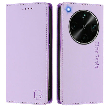 OPPO Find X9 Ultra Dual-Folded Magnetic Suction RFID Blocking PU Leather Wallet Phone Case with Card Slots, Cash Pocket, Kickstand, Full Protective Flip Cover