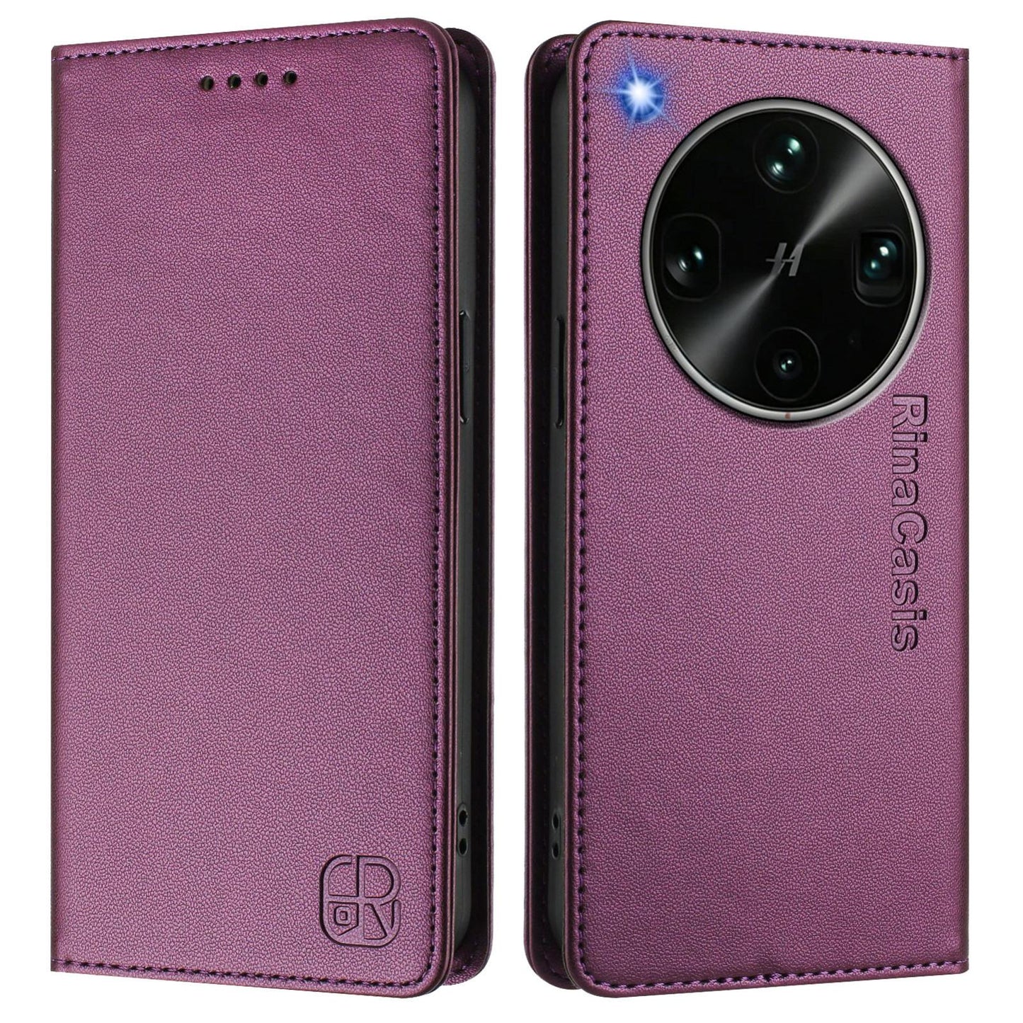 OPPO Find X9 Ultra Dual-Folded Magnetic Suction RFID Blocking PU Leather Wallet Phone Case with Card Slots, Cash Pocket, Kickstand, Full Protective Flip Cover