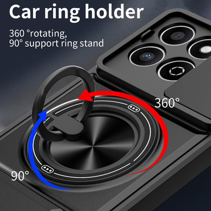 Honor 200 Smart Multifunctional Magnetic Shockproof Phone Case with Sliding Lens Window Stand Cover