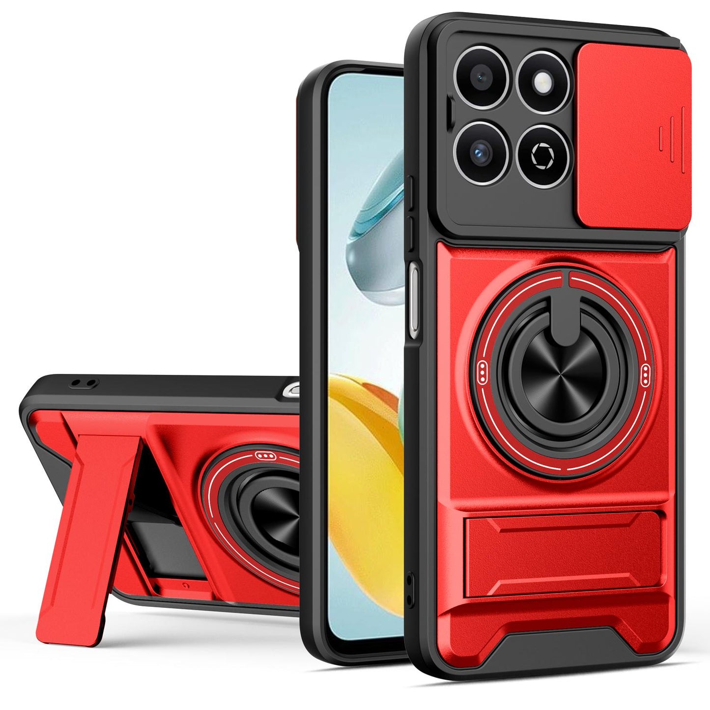 Honor 200 Smart Multifunctional Magnetic Shockproof Phone Case with Sliding Lens Window Stand Cover